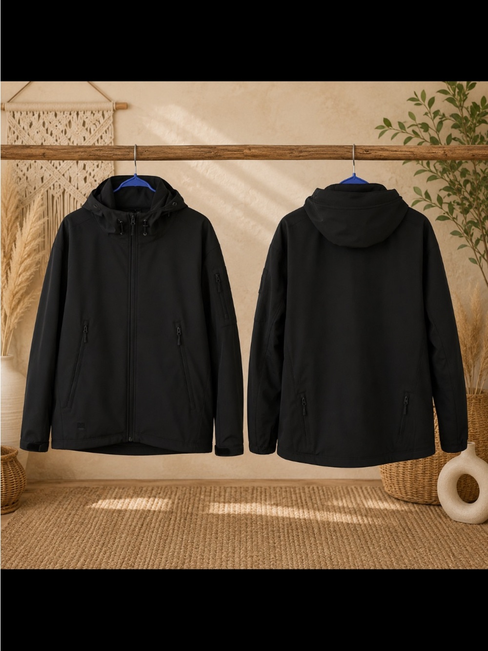 Antartica Men's Black Hooded Softshell tactical Performance Jacket